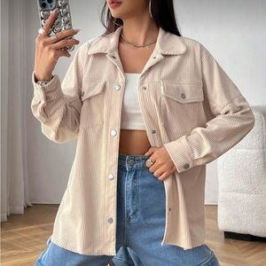 SHEIN Beige Button Down Shirt